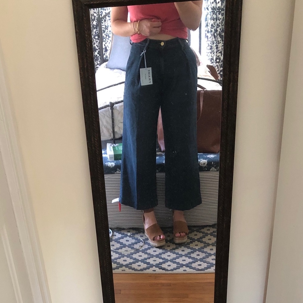 goop x FRAME Deep Pleat Crop Palazzo Jeans